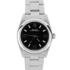Ladies Rolex Oyster Perpetual Stainless Steel Black 3-6-9 31mm 77080 Watch