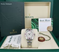 ROLEX 26mm Stainless Steel Datejust Silver DIAMOND Dial Diamond Bezel 179160