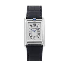 Cartier Tank Basculante Steel Manual 25x38mm Silver Dial Strap Watch W1011358