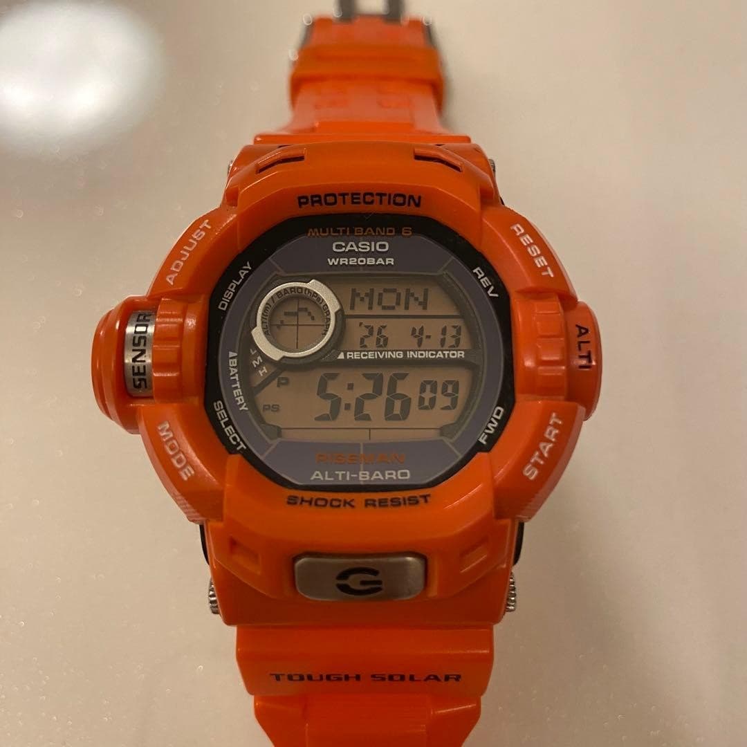 Casio G-Shock Riseman GW-9200RJ-4JF Rescue Orange Solar Watch Used