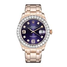 Rolex Datejust Pearlmaster Watch 39MM Purple Mixed Markers Dial Rose Gold