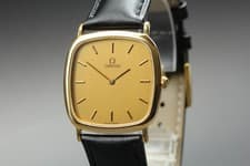 Vintage 1980s Omega De Ville Ref.195.0077.2 Gold Dial Quartz Men's [Near Mint]