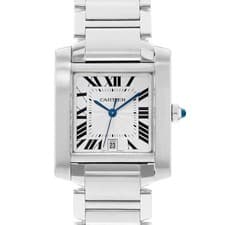 Cartier Tank Francaise W51002Q3 2302 28mm Silver Roman Dial Steel Mens Watch
