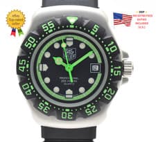 ▶️ [ Unused ] TAG HEUER Formula 1 375.508 28mm Black Green QZ Women Boys Watch