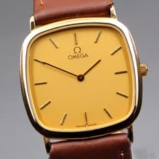 [N MINT++] Vintage OMEGA De Ville Cal.1378 195.0077.2 30mm Gold Qz Men's Watch