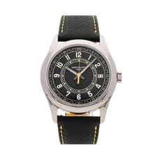 Patek Philippe Calatrava Date White Gold Auto 40mm Carbon Yellow Strap 6007G-001