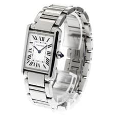 CARTIER TANK MUST LM WSTA0052 26mm SS Quartz Silver Dial Watch #C268