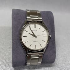 SEIKO SACM171 Wristwatch Silver Quartz 34mm Case New Battery Authentic Japan
