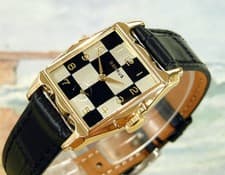 1950's Vintage BENRUS, Fancy Case, Stunning Black/Silver Dial, Serviced