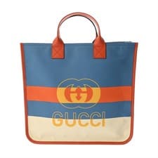 UsedGUCCI 550763.527066 Unisex Tote Bag Orange Blue Nylon Leather
