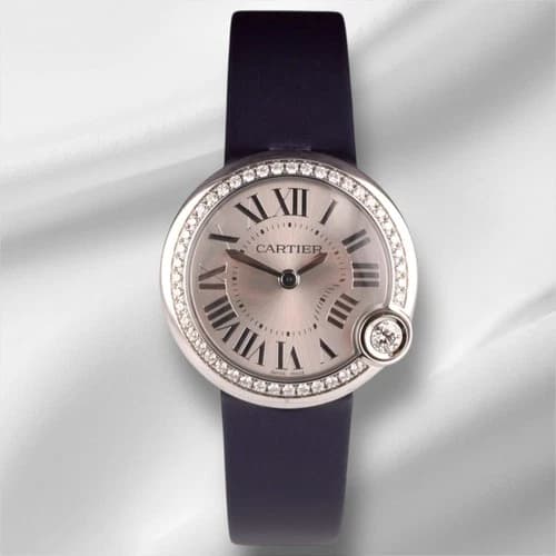 Cartier 30mm Ballon Blanc Diamond Bezel Silver Dial Ladies Steel Watch 4351