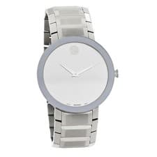 Movado Sapphire Men's Mirror Dial Swiss Quartz Watch 0607178