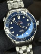 Omega Seamaster 300m Date Auto Blue No Wave Dial Bond 168.1669 42mm Watch NICE!