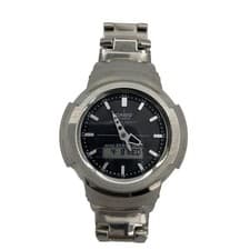 CASIO quartz wristwatch, analog, stainless steel, BLK AWM-500D