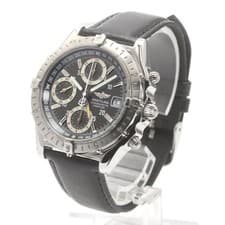 BREITLING CHRONOMAT LONGITUDE A20348 39mm SS Leather Gray Dial GMT #C473