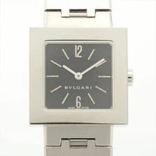 Used BVLGARI Quadrado SQ22SS Quartz Black Dial Wrist Watch