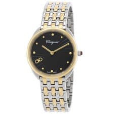 Ferragamo SFYN00820 Cuir Black Guilloché Dial 34 mm Women's Watch New