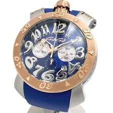 Gaga Milano Manuale 48 Quartz Watch Mens 47mm blue dial blue rubber wrist 20cm