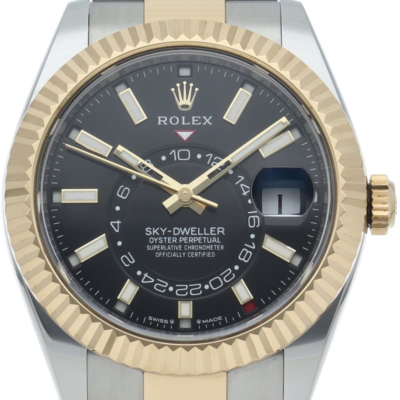 ROLEX Sky-Dweller Watch Oyster 336933 K18YG/Stainless Steel mensWatch black USED