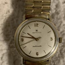 Hamilton Automatic Gold Tone Metal Band Men's Wristwatch Central Second