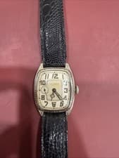 ANTIQUE ILLINOIS Fahus MANS WRIST WATCH Runs 1929 Mint Dial 14K WGF