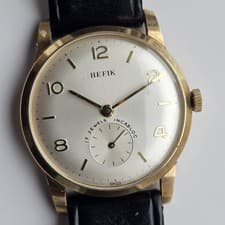 Vintage 9k Solid Gold Hefik Hand-Winding Men's Wristwatch 9ct