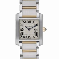 Cartier Tank Française 2465 with 25mm Steel & Yellow Gold case and White dial...