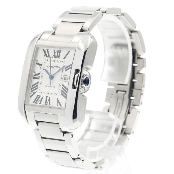 CARTIER TANK ANGLESE LM W5310009 30mm SS Silver Dial Automatic Date #C298