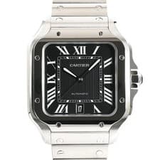 CARTIER Santos De Cartier Lm WSSA0096 Black Men's Used Watch #31031