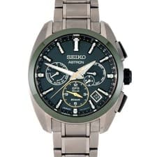 SEIKO SBXC071 Astron Men s Watch Solar Green Dial Solar Chronograph Titanium Fro