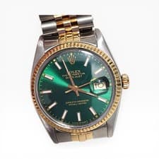 Rolex Datejust 36 mm Green Dial Steel 18K Yellow Gold Jubilee Watch 16013 1978