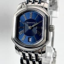 TIFFANY & CO Mark Coupe 050240909 Quartz Navy Dial Ladies Watch SS 23.6mm Date
