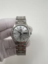 Orient EM6G-C0 Automatic 3-Star Watch Day Date Stainless Steel Used