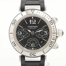 Cartier Pasha Seatimer Chrono W31088U2 SS SS & Rubber AT black dial