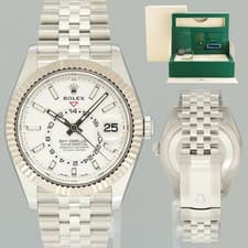 MINT NEW PAPERS Rolex Sky-Dweller Steel White Gold Fluted Jubilee 326934 Watch