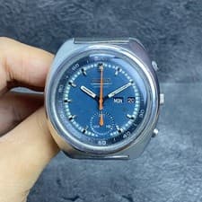 Rare SEIKO Chronograph Automatic 6139-8020 Blue Dial Watch Men Vintage 1970s