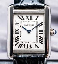 Cartier Tank Solo Small Model Ladies’ 31 mm Silver Dial Black Leather W5200005