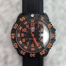 LUMINOX 3050/3950 Military Black Orange Dial Rubber Band Mens Polycarbonate Case