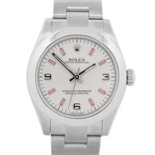 Ladies Rolex Oyster Perpetual 31 SILVER Stainless Steel PINK 31mm Watch 177200