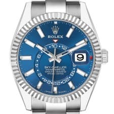 Rolex Sky-Dweller Steel White Gold Blue Dial Mens Watch 336934 Unworn