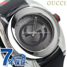 Gucci Watch YA137116 Quartz Men's 46mm Gray Silver Black