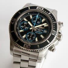 BREITLING mens watch, A13341 SuperOcean Chronograph, 44mm, automatic, BLUE, WOW!