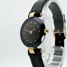 RADO Coupole 20440794N Quartz Watch Sapphire Crystal Black Dial Used