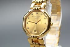 [N MINT] Cristian Dior 48 153 11P Diamond Gold Dial 25mm Qz Ladies Watch JAPAN