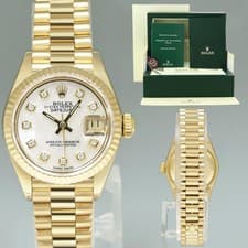 MINT 69178 Pearl Diamond Ladies Rolex DateJust President 26mm Yellow Gold Watch