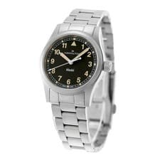 Hamilton Khaki Field Quartz Men's Watch Black Dial Steel Band From Japan