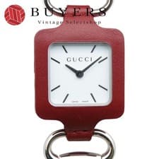 Gucci Pocket Watch Pendant 130.5 Stainless Steel Leather Bordeaux Used