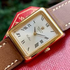 Vintage Rolex Cellini Ref. 4103 18K Solid Gold Rectangular Wristwatch - Serviced