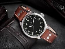 Laco Augsburg 39mm Automat Pilot Watch Type A Black Dial German Made Ref 861988