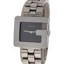 Used GUCCI◆Quartz watch/analog/stainless steel/BLK/SLV/SS/3600l